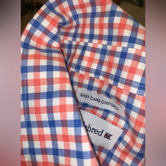 Saddlebred easy oxford check dress shirt men’s size 161/2 34 35 - Picture 4 of 8